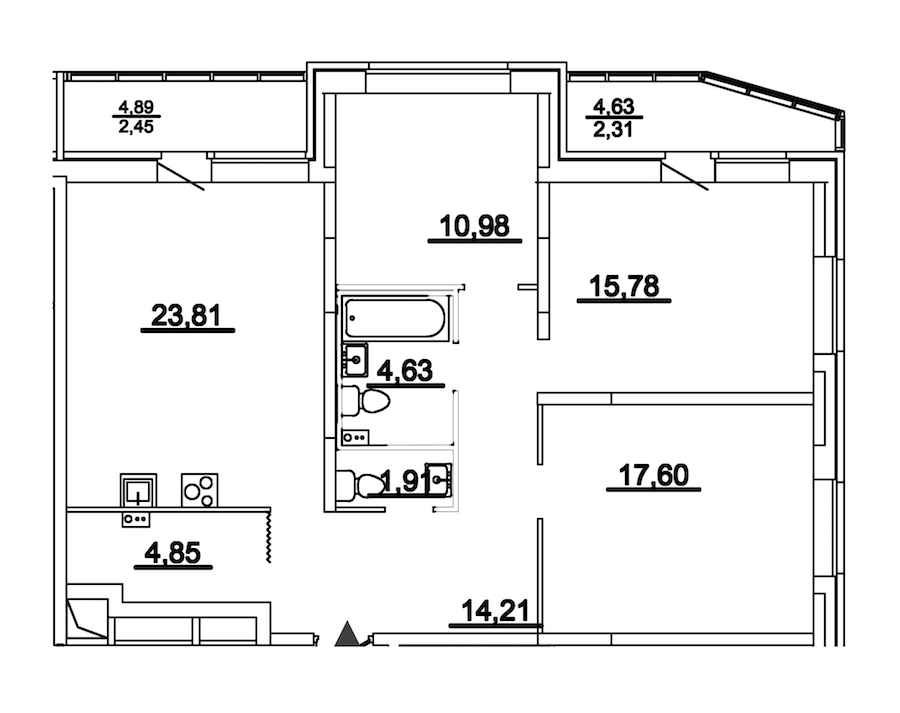 3-комнатная квартира 98.53 м², 2/17 эт., ЖК «Звезды Столиц»